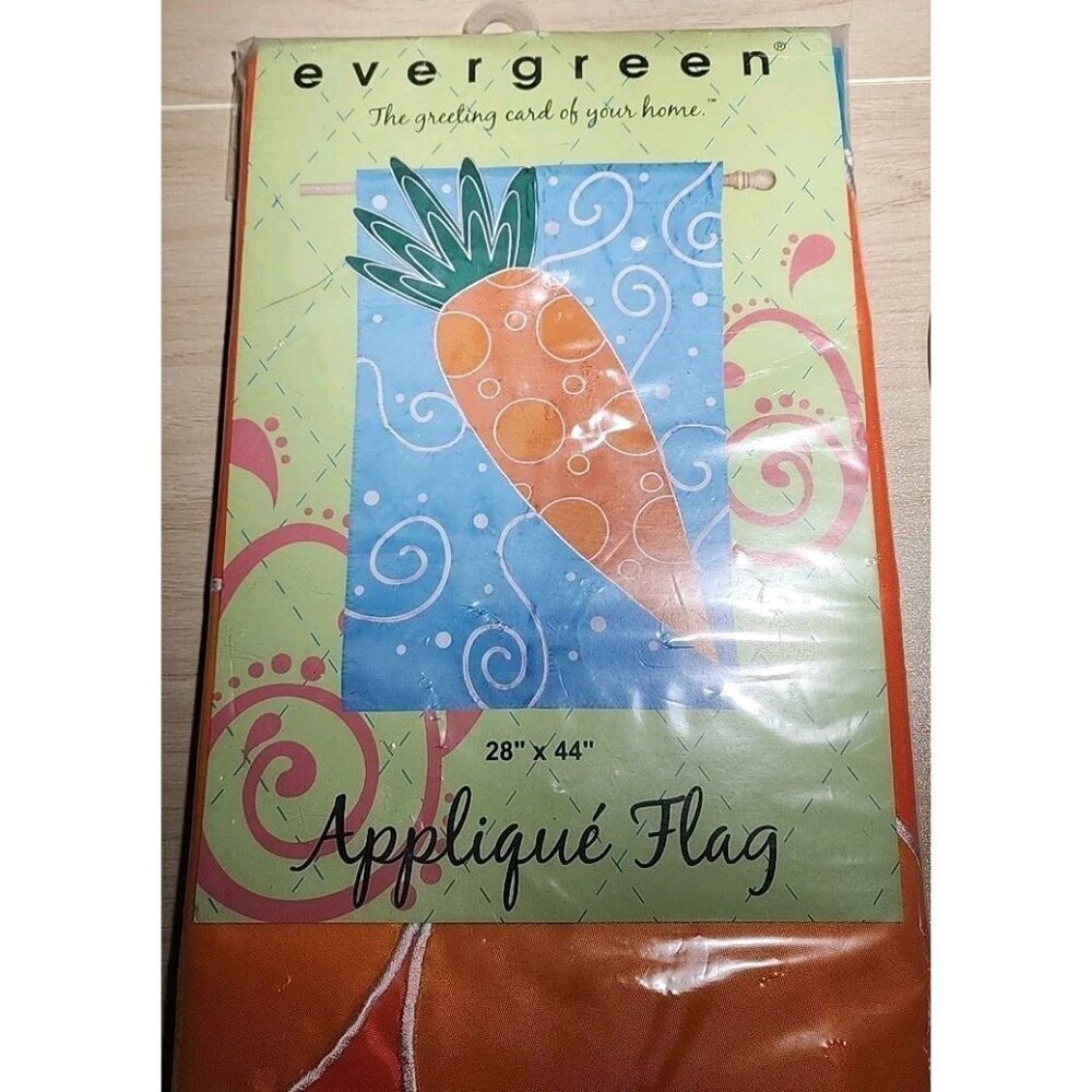 Evergreen Applique Flag 28x44 Inch Carrot Easter Spring